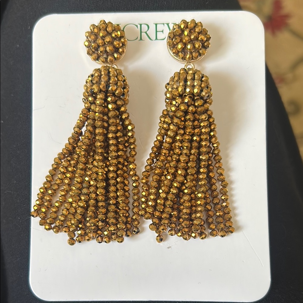 J. Crew Gold Statement Tassel Earrings